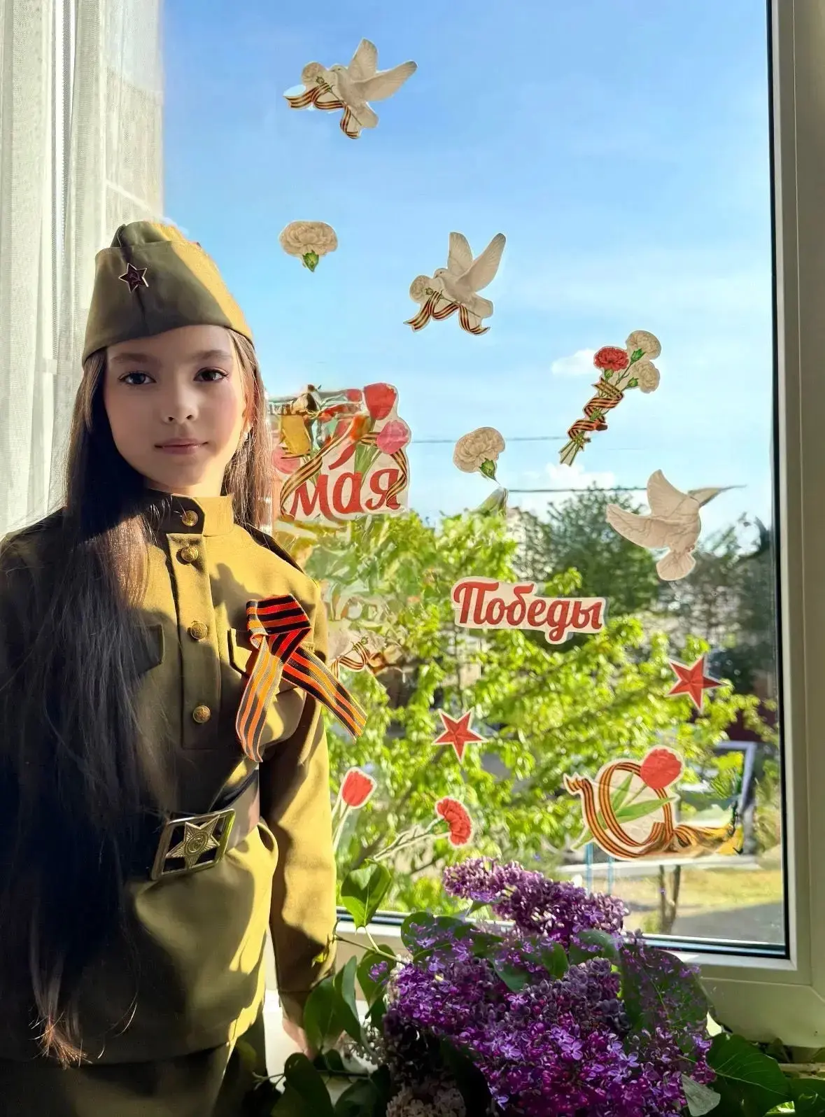 Акция «Окна Победы» 2Б класс  Абсолямова Милана , Жане Дамир .   #нацпроектмолодежь01  #МолодежьАдыг