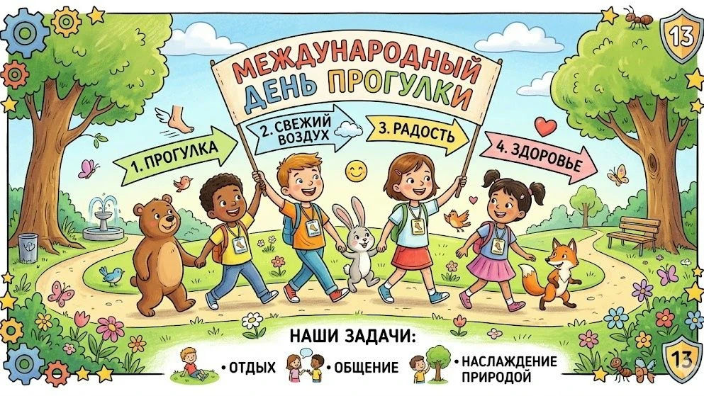 19 июня - День прогулок 

Лето, каникулы, отпуск - самое время для прогулок. 
А какие прогулки предп