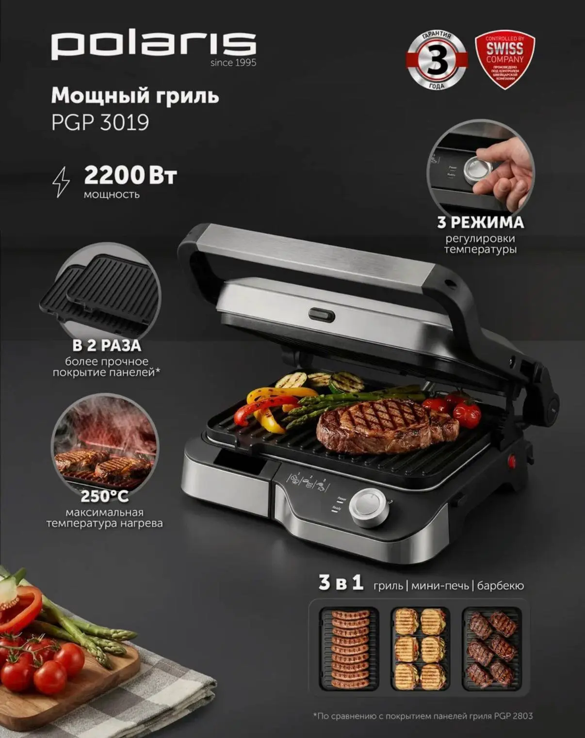 Гриль 3 в 1 Polaris