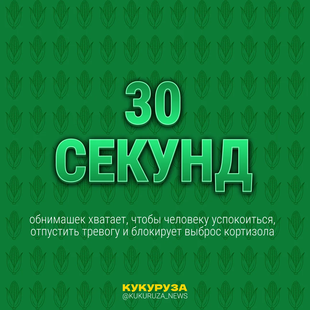 🤗 Найдено лучшее лекарство от всех болезней — обнимашки (и кукуруза)  (https://t.me/kukuruza_news)  