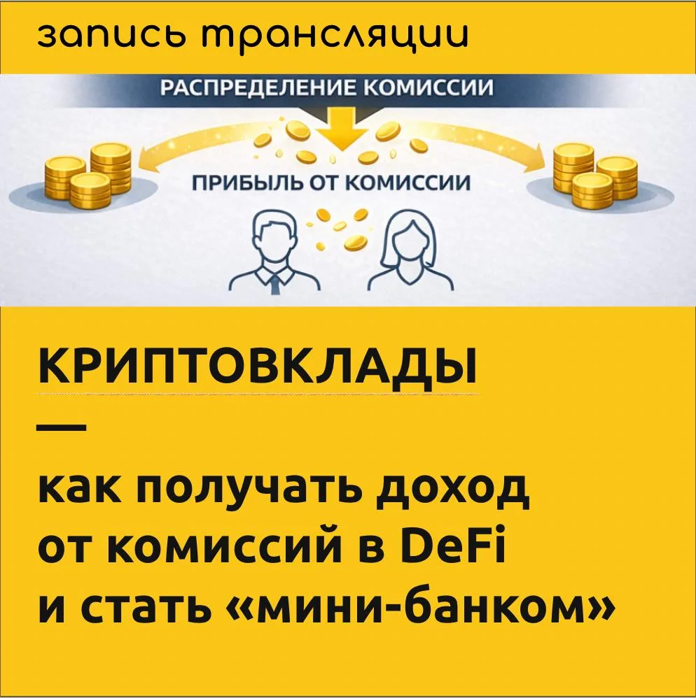 КРИПТОВКЛАДЫ
как получать доход от комиссий в DeFi
и стать «мини-банком».

👉 Запись свежего эфира с