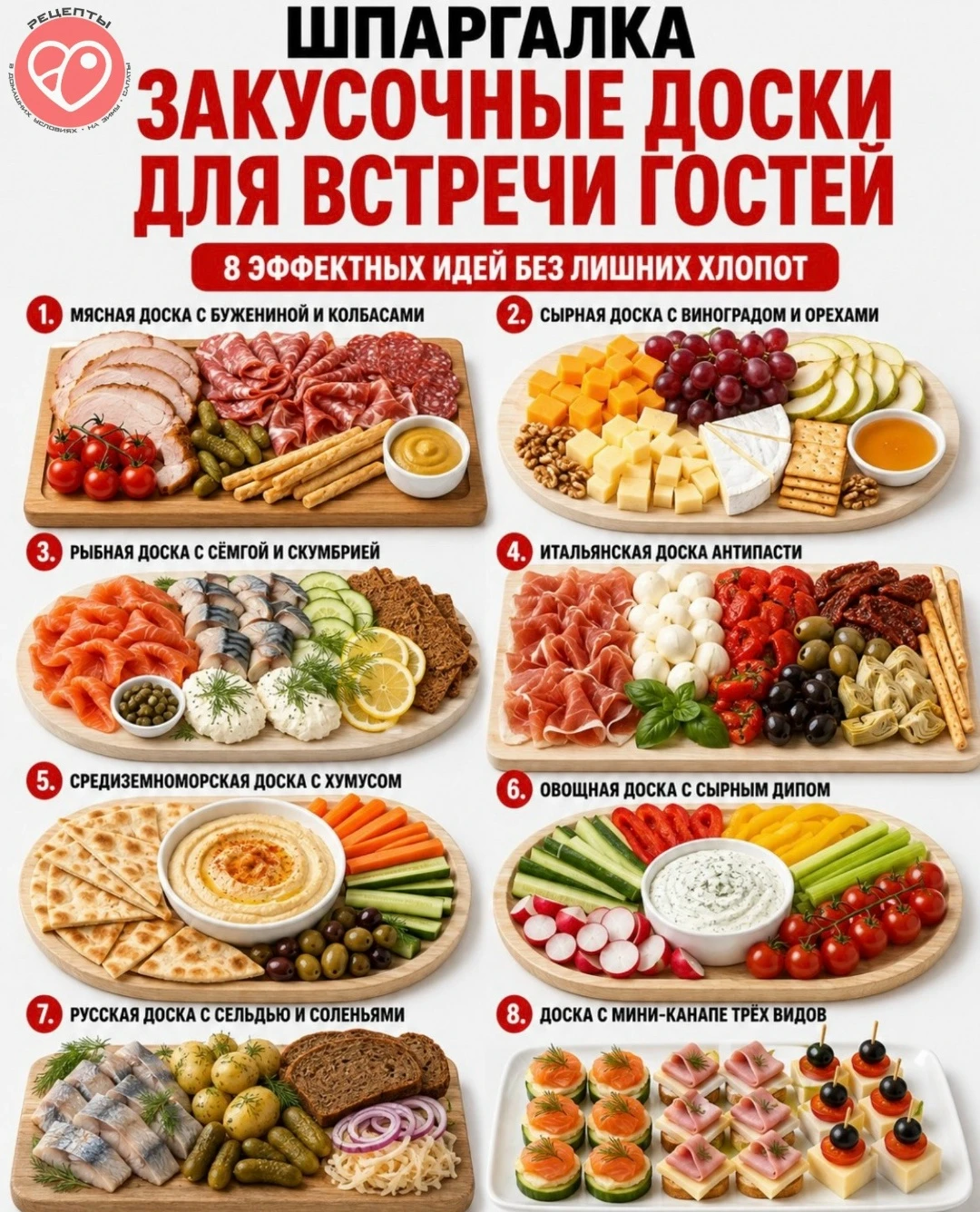 Шпаргалка по закусочным доскам!