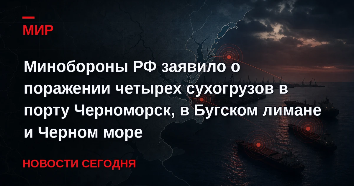 Российские военные нанесли удары дронами "Герань-4 Сикер" по четырем сухогрузам в порту...