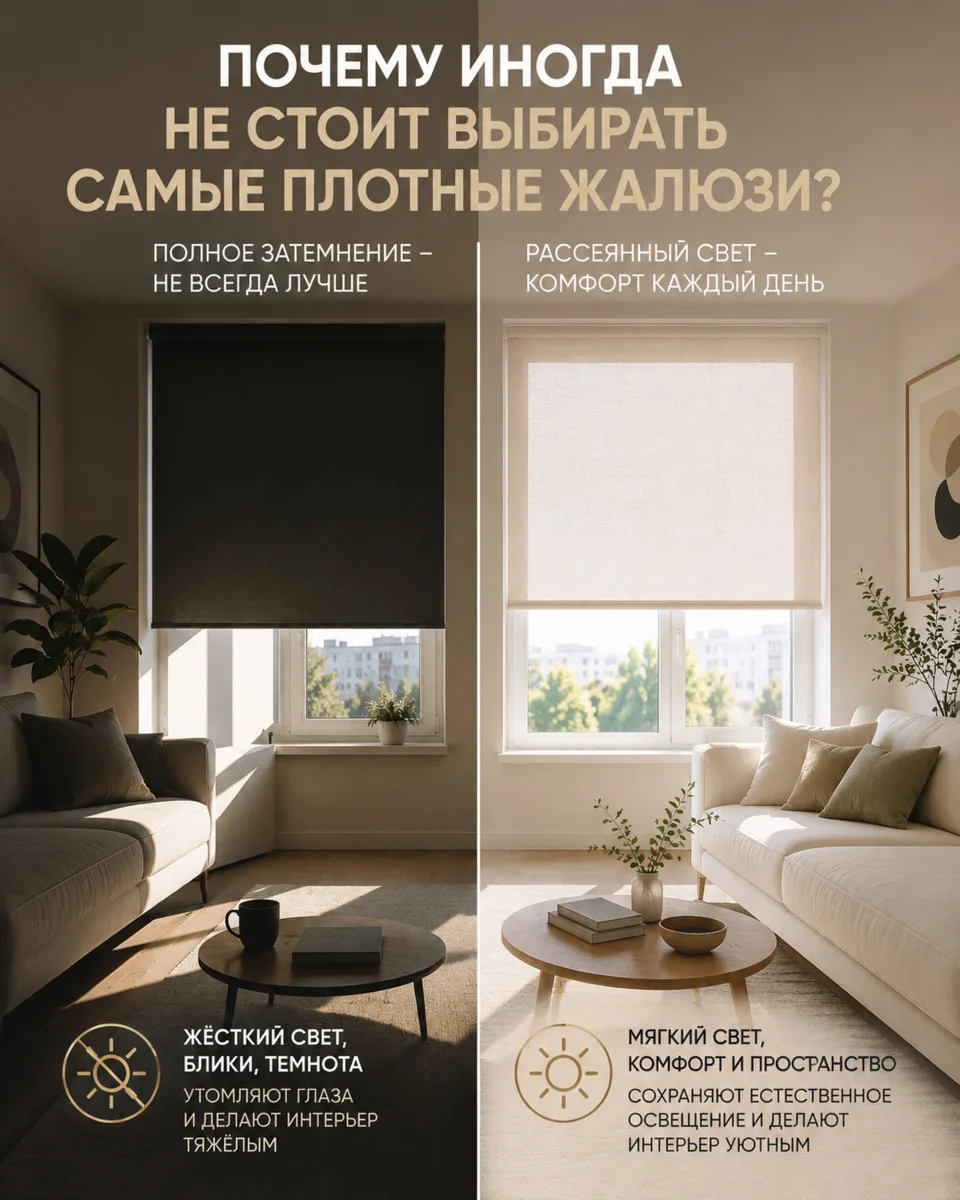 ПОЧЕМУ ИНОГДА НЕ СТОИТ ВЫБИРАТЬ САМЫЕ ПЛОТНЫЕ ЖАЛЮЗИ? ☀️