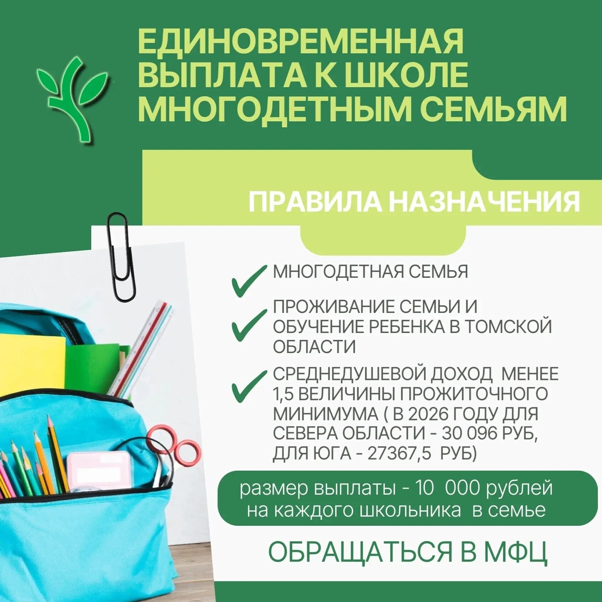 Многодетные семьи региона получают ежегодную выплату на подготовку детей к школе. Разме...