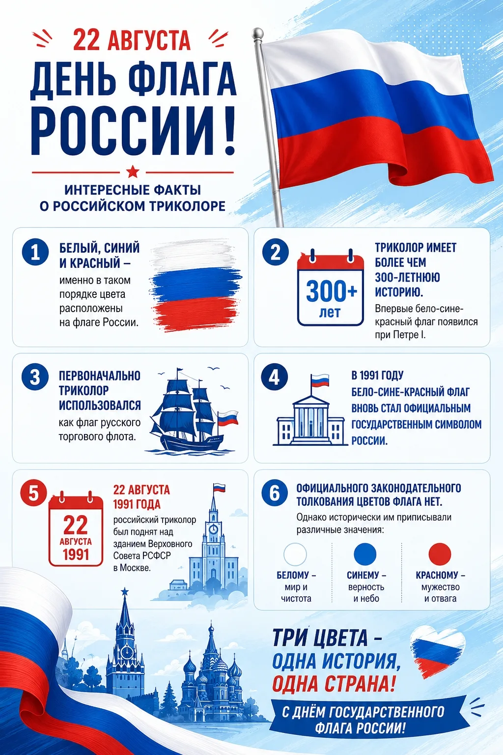 22 августа — День Государственного флага России!