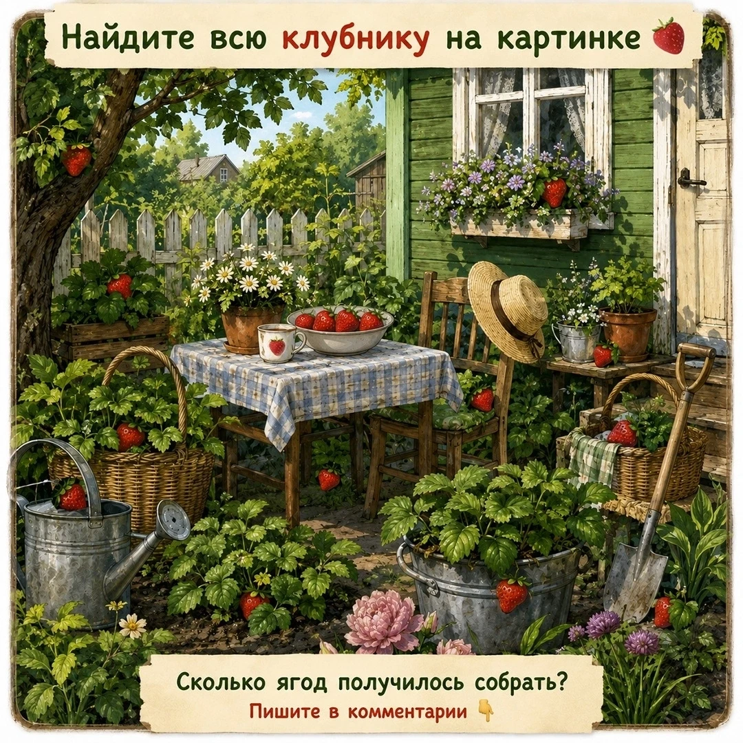 🌞Лето в самом разгаре, на дворе — ароматный июль и ягодный сезон 🍓

❓Поможете нам собрать клубничн