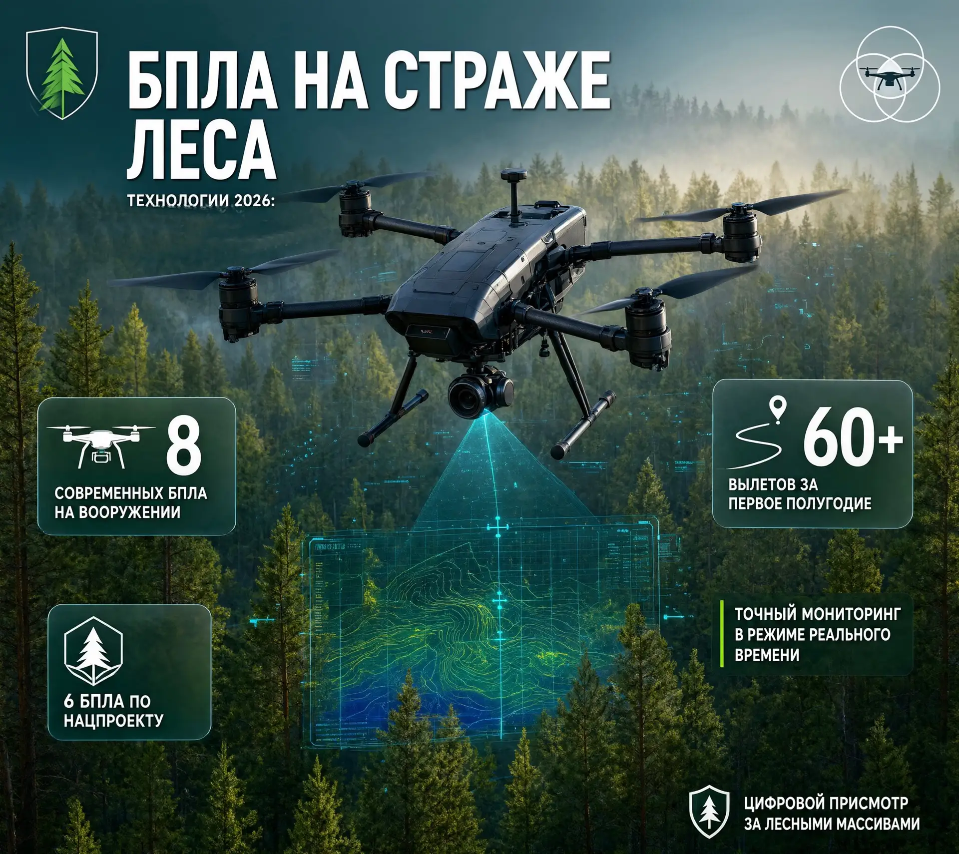 Беспилотники стали активнее использовать в лесном хозяйстве в 2026 году. 

🚀 Технологии уверенно пр