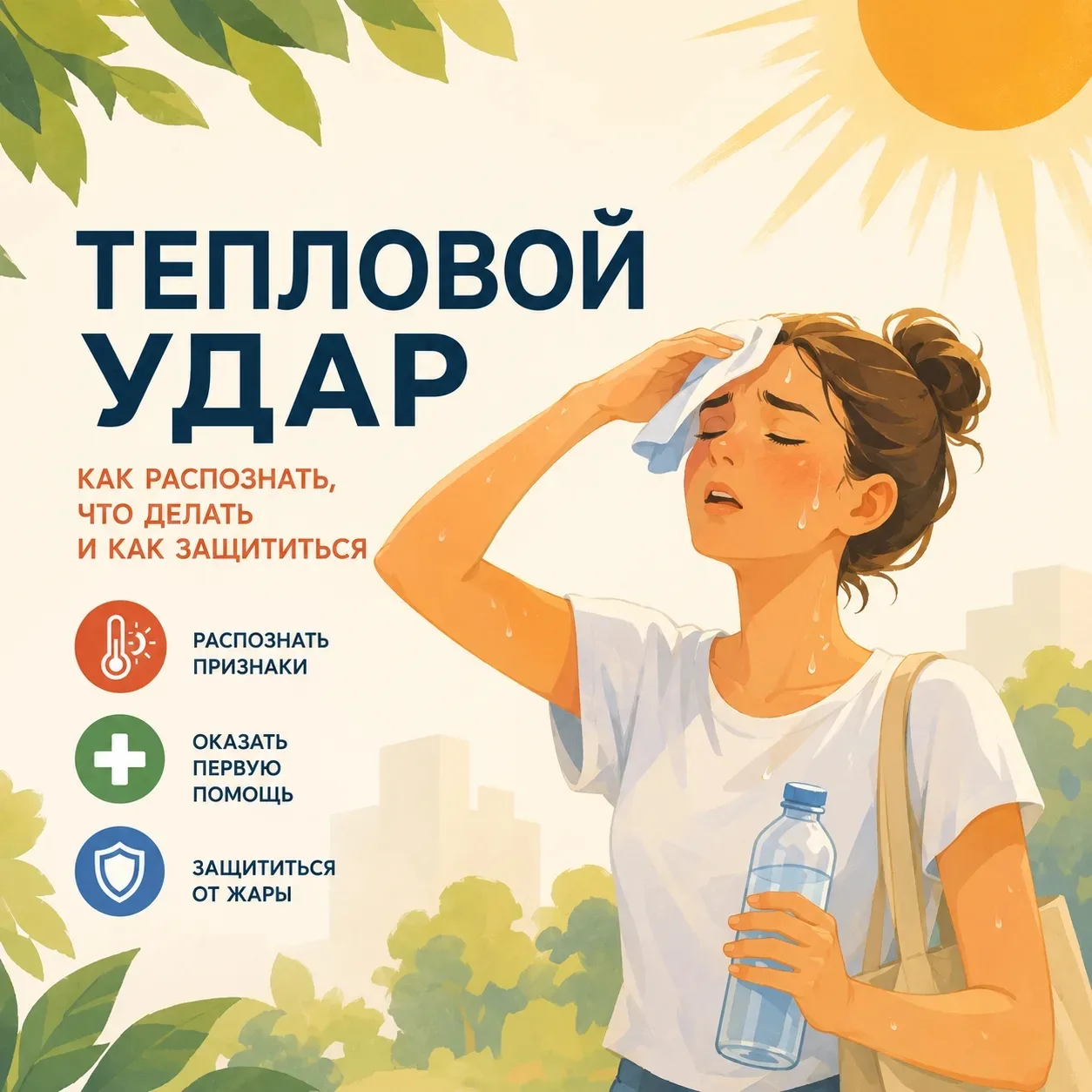 ☀️ Тепловой удар: как распознать, что делать и как защититься