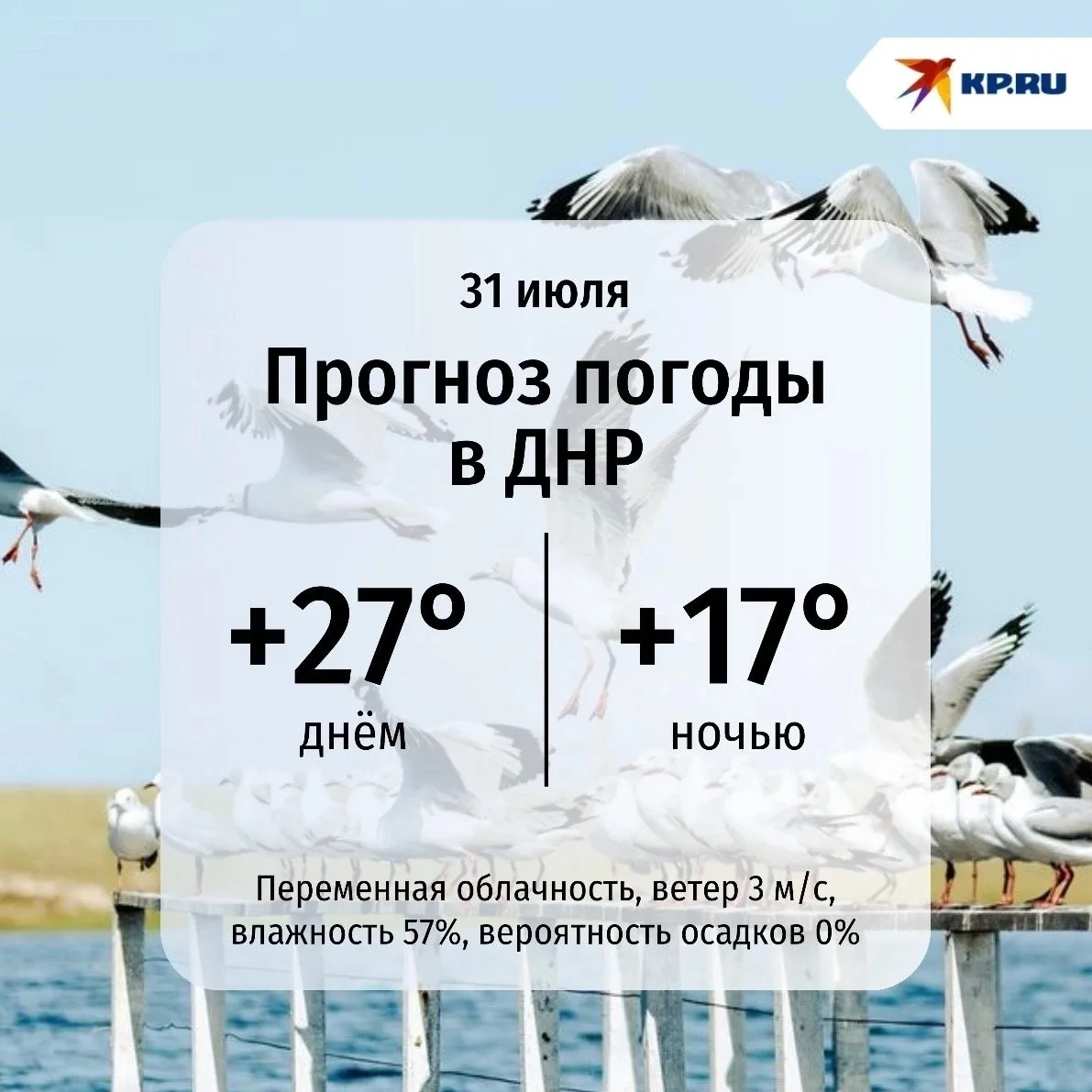 В ДНР сегодня небо слегка облачное, а ветер северный. Зонты можно оставить дома, осадков не предвиди
