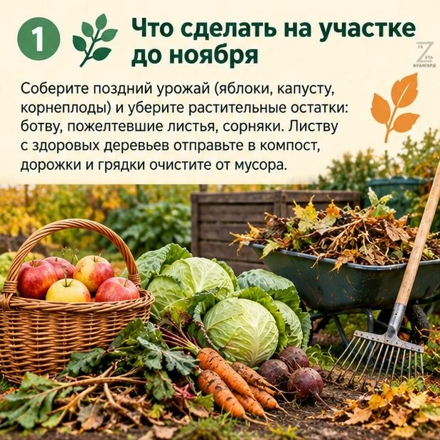 Что успеть сделать на участке до ноября? Смотрите в наших карточках — подготовили для в...