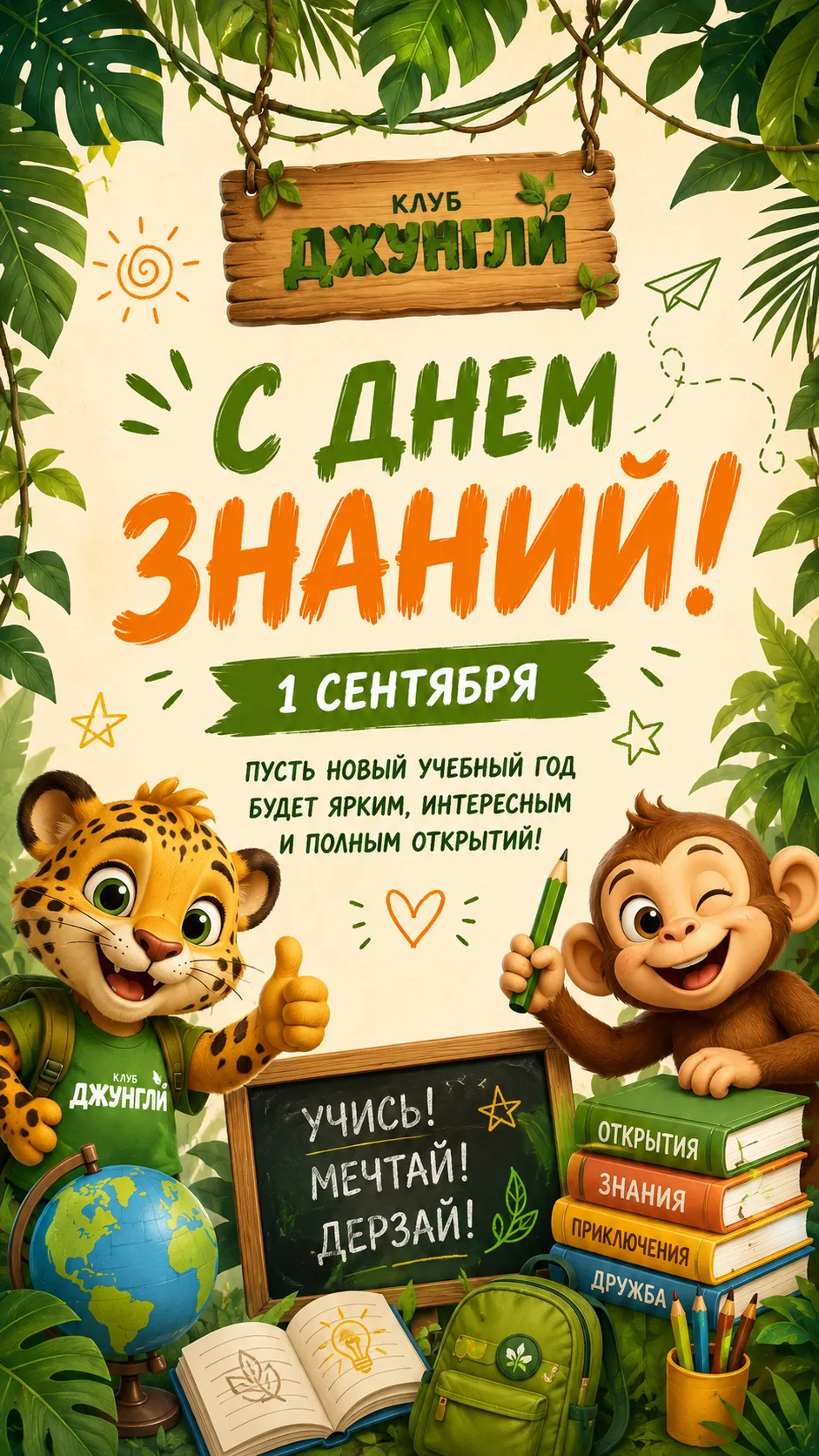 Клуб «Джунгли» поздравляет вас с Днём знаний! 🎓🌿