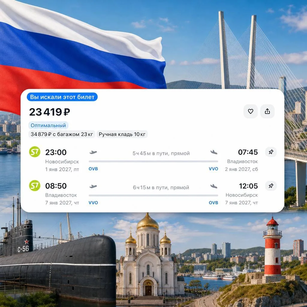 Улететь из Новосибирска во Владивосток