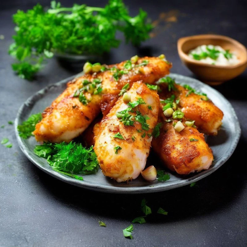 Куриная грудка в сливочном соусе с чесноком и петрушкой