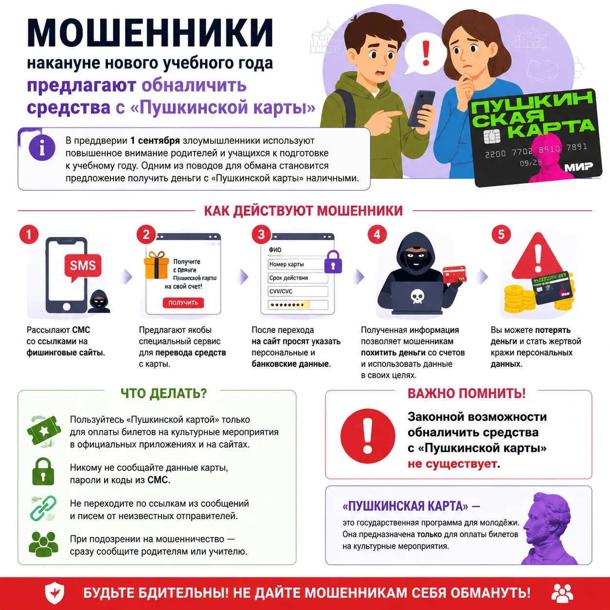 ⚠️  Мошенники активизировались перед 1 сентября: предлагают обналичить «Пушкинскую карт...