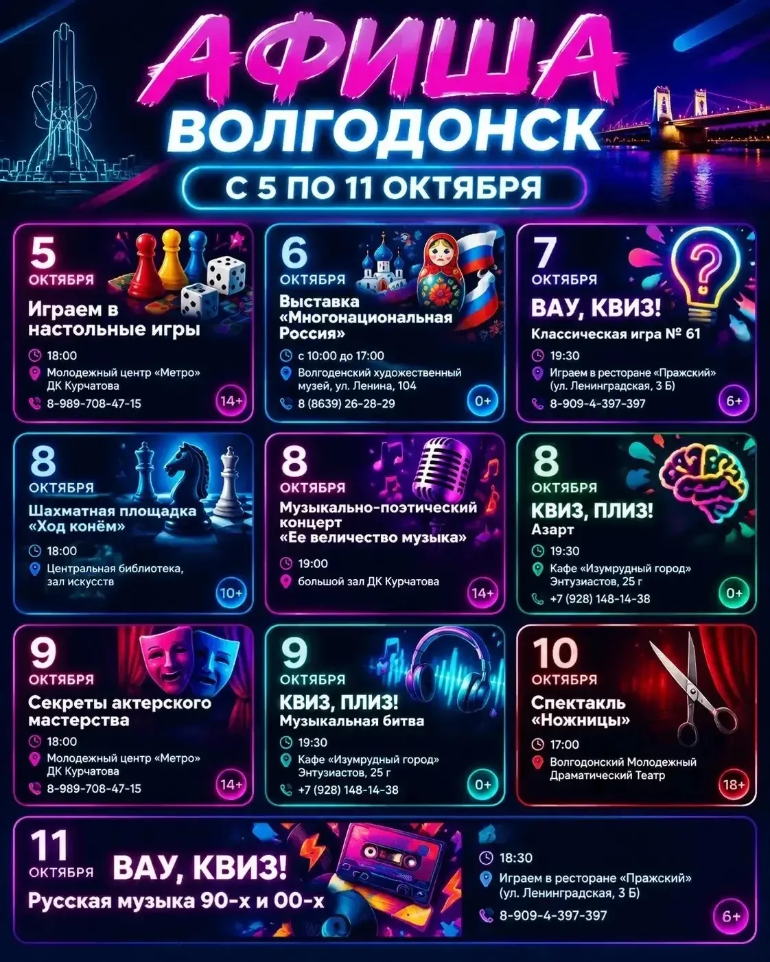 5 октября - Играем в настольные игры 18:00 Молодежный центр «Метро» ДК Курчатова   8-98...