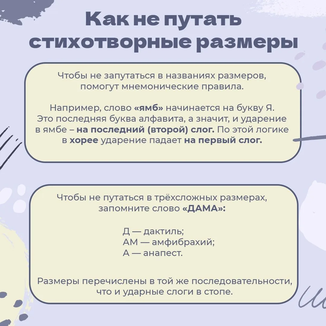 📝С этой шпаргалкой у вас больше не возникнет проблем с определением размера стихотворения на литерат