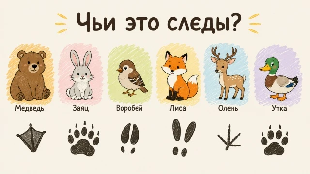 🐾 Предлагаем поиграть в игру «Чьи это следы?»