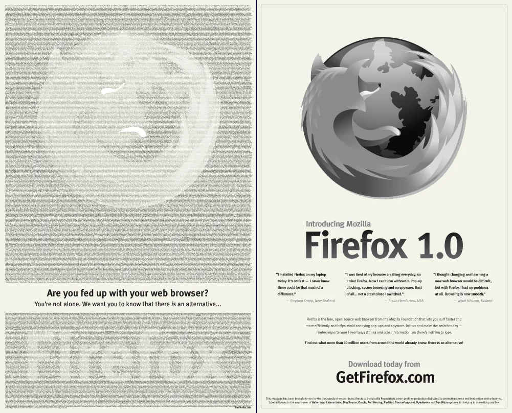 •  С момента выхода первой версии Firefox прошло много времени (более 21 года). Исторический релиз F