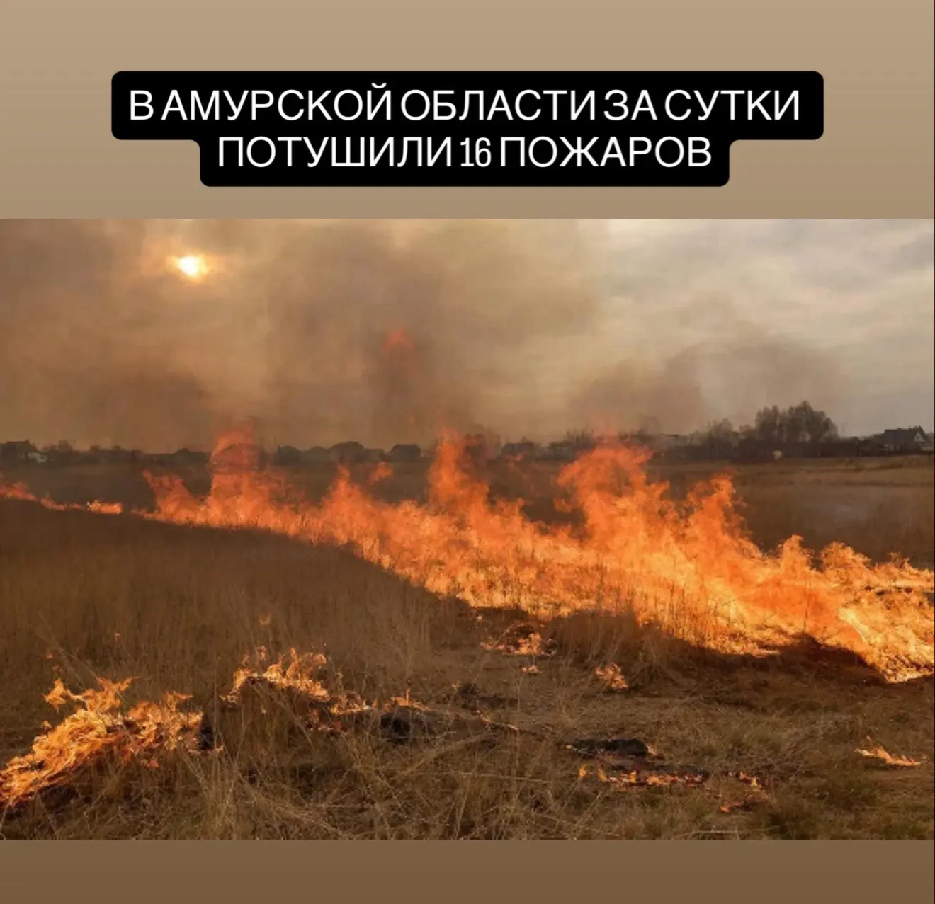 За прошедшие сутки в Амурской области потушили 16 пожаров. Из них 14 — горение сухой травы. На восьм