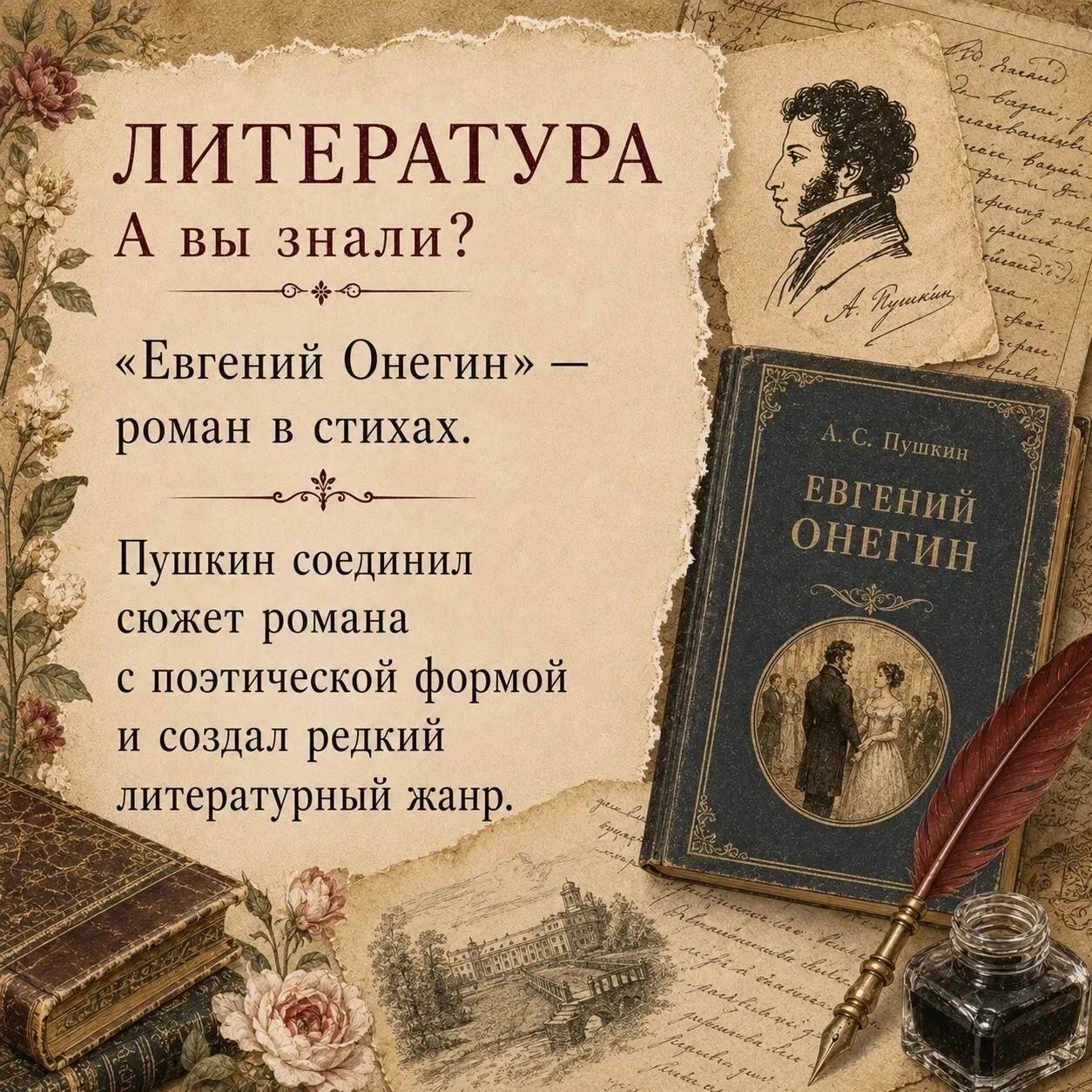 ☝🏼Знаете ли вы, что в «Евгении Онегине» спрятаны настоящие «секреты эпохи»? Пушкин тонко вплёл в ро