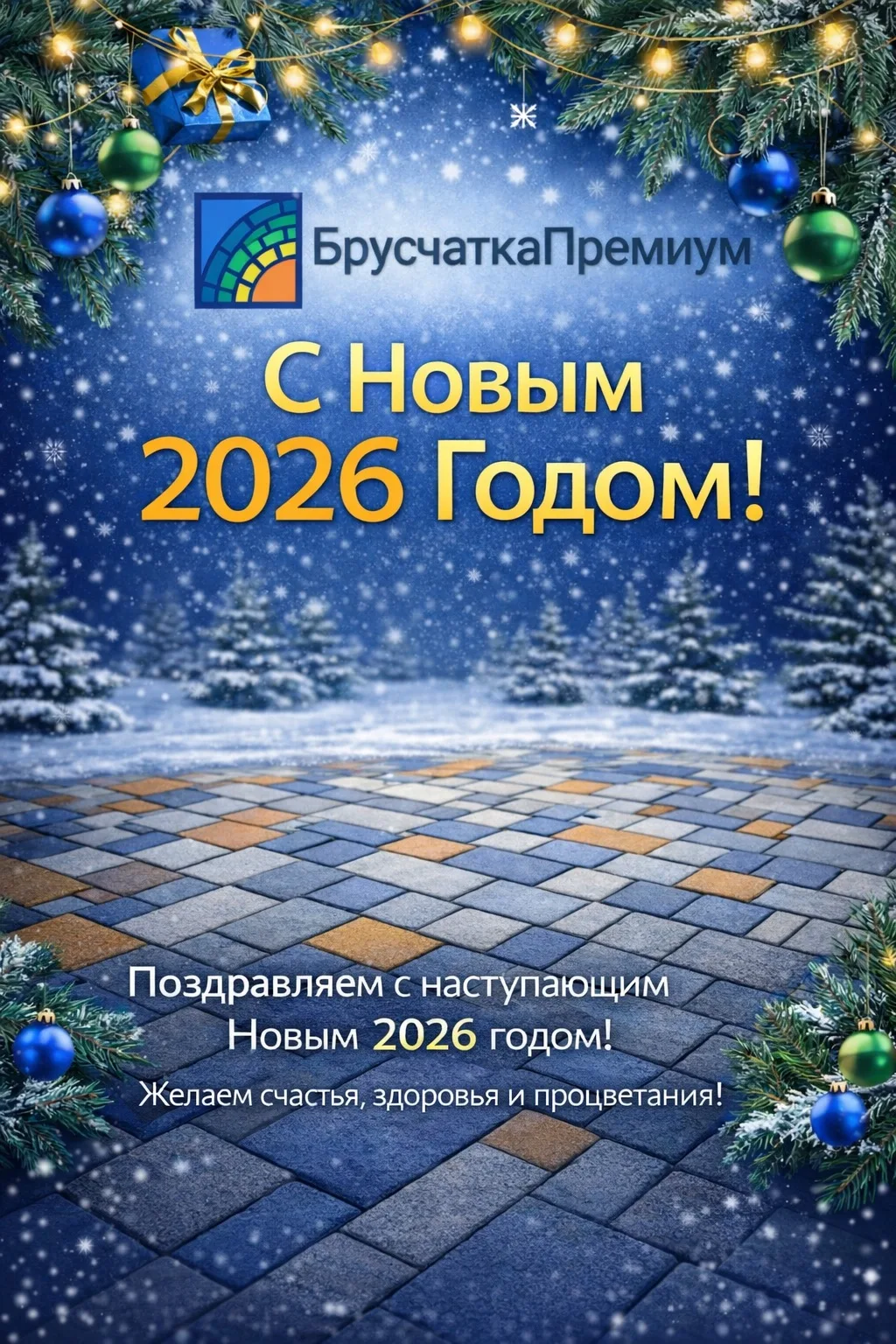 От всей души команда «Брусчатка Премиум» поздравляет вас с наступающим 2026 годом! 🎄