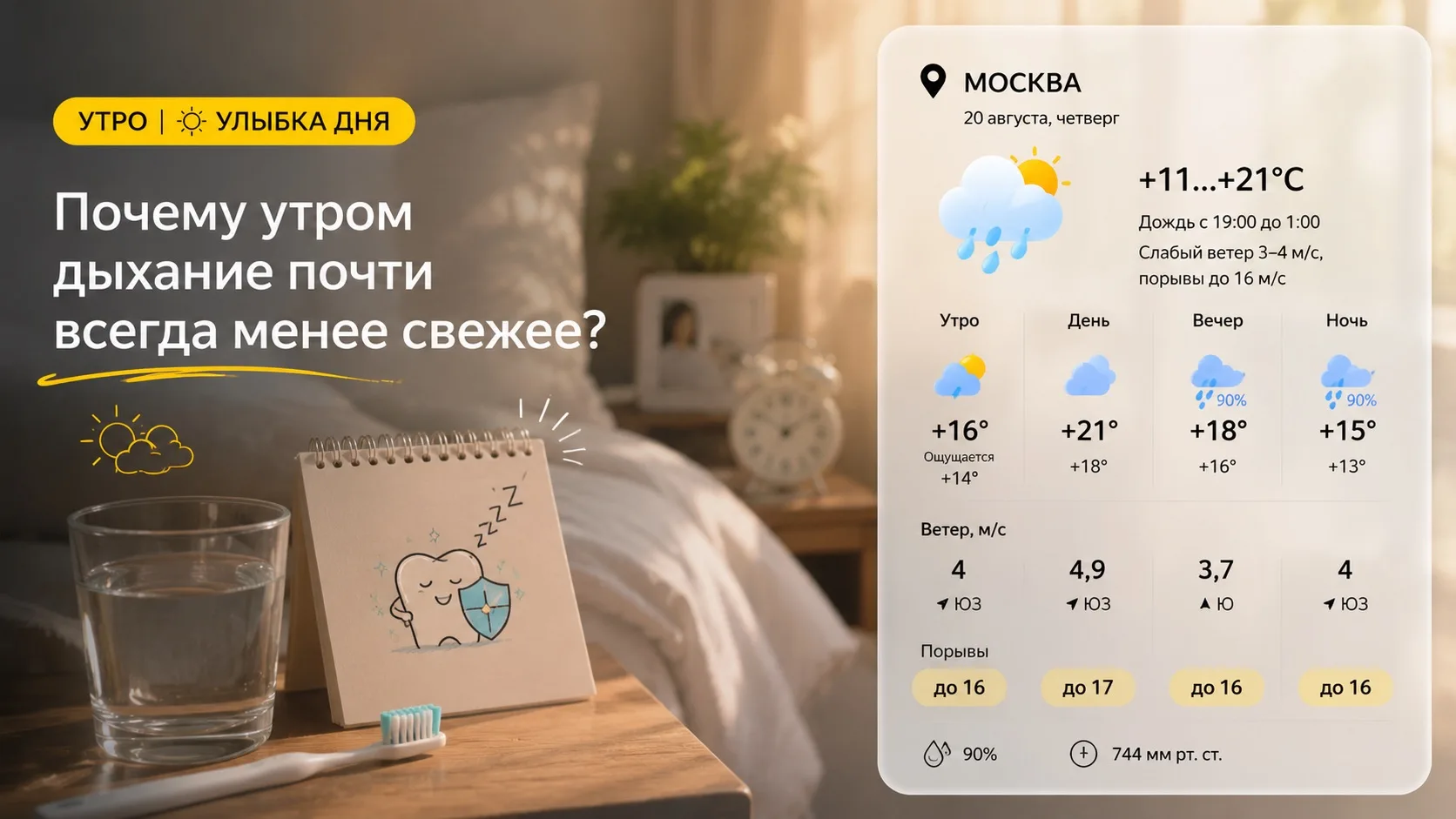 ☀️ Улыбка дня - Почему утром дыхание почти всегда менее свежее, хотя всю ночь мы ничего...