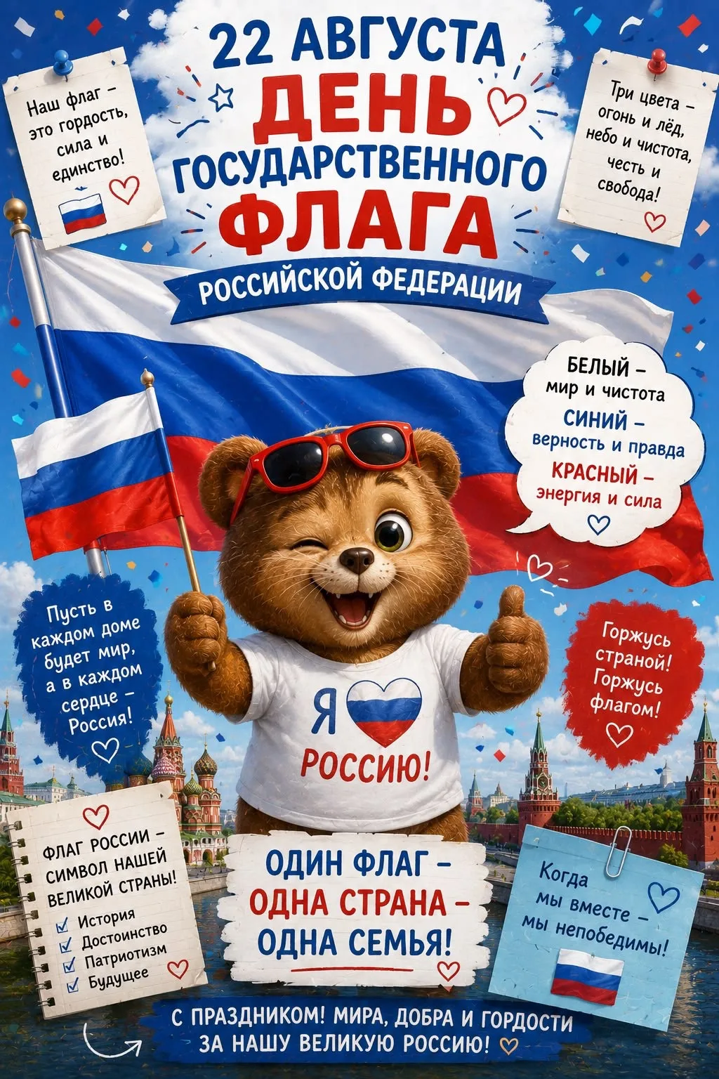 🇷🇺 22 августа — День Государственного флага Российской Федерации!