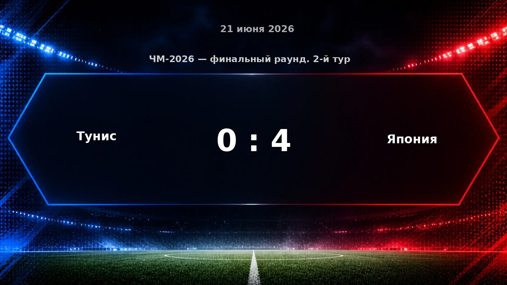 ⚽️ Япония обыграла Тунис со счётом 4:0 в матче второго тура группового этапа чемпионата мира-2026. О