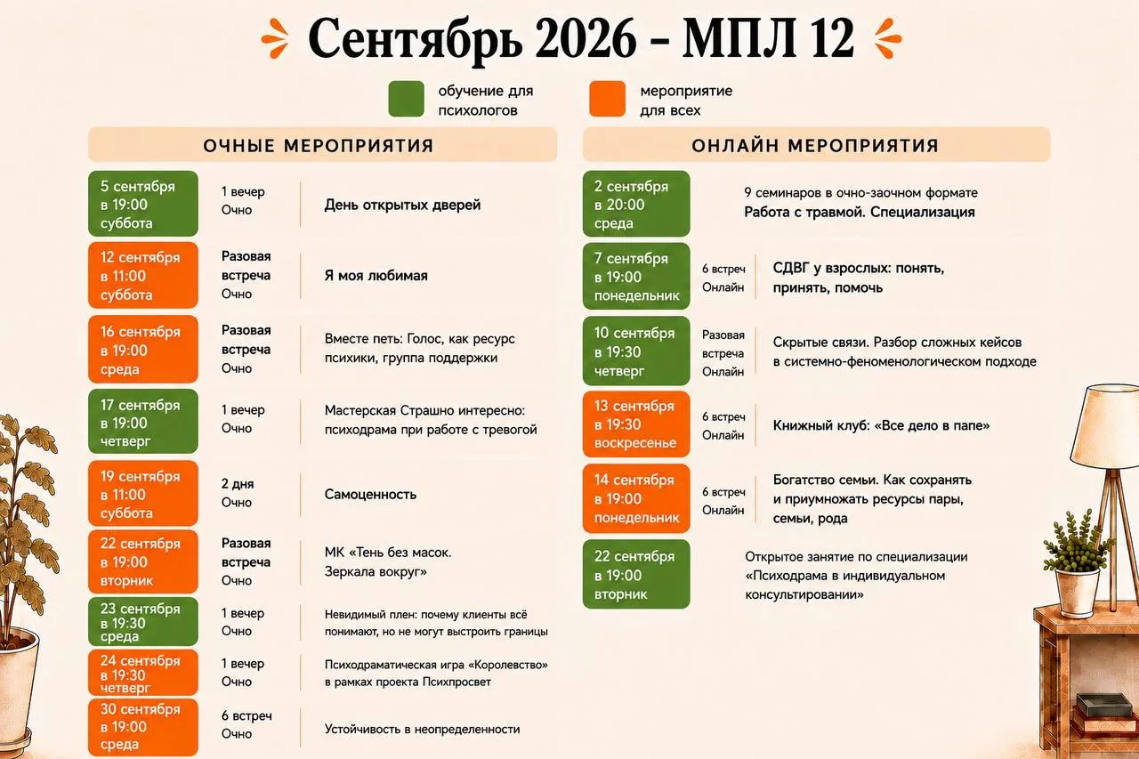 Рассказываем о мероприятиях в МПЛ12 на первую половину сентября
