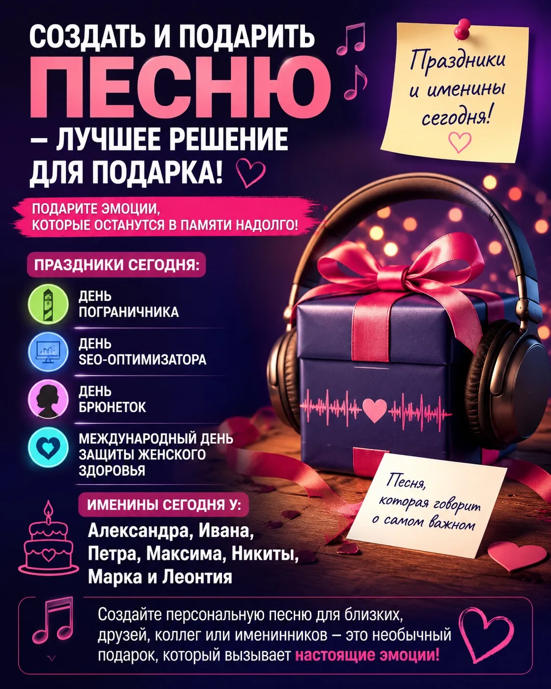 🎉 Создать и подарить песню — лучшее решение для подарка! 🎶