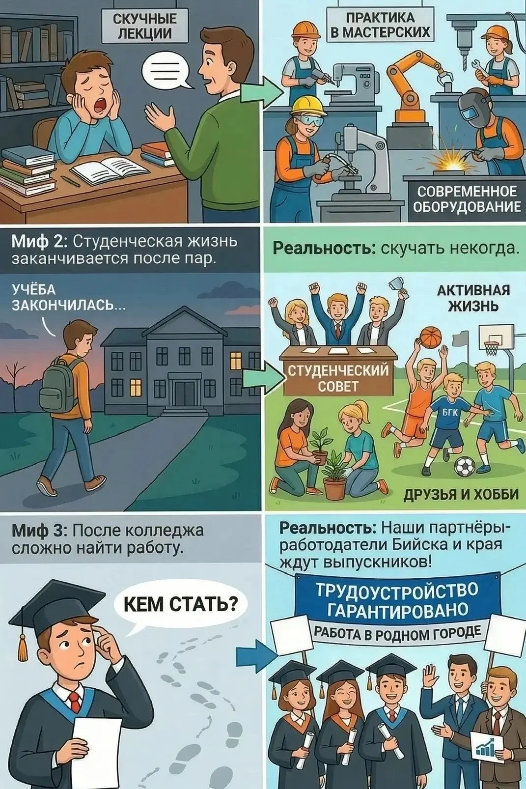 🔉Ожидание vs Реальность: Учёба в БГК  Учёба в колледже часто окружена множеством стереотипов и предр