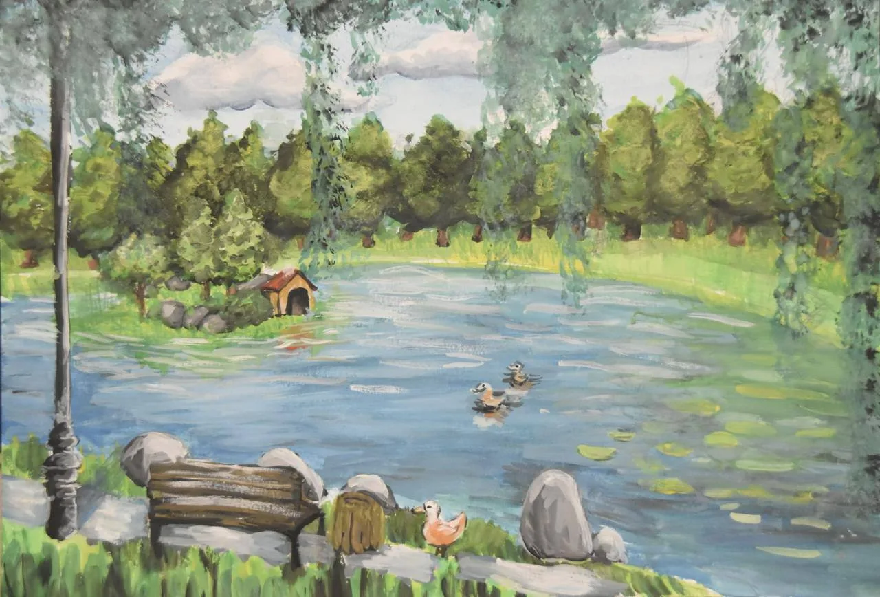 🎨 Юная художница показала Большой Ангарский пруд до реконструкции