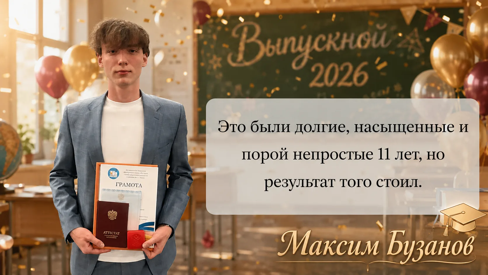🎓 Вот и прошел наш Выпускной вечер…Я официально выпускник!
Получен аттестат, и с гордостью могу ска
