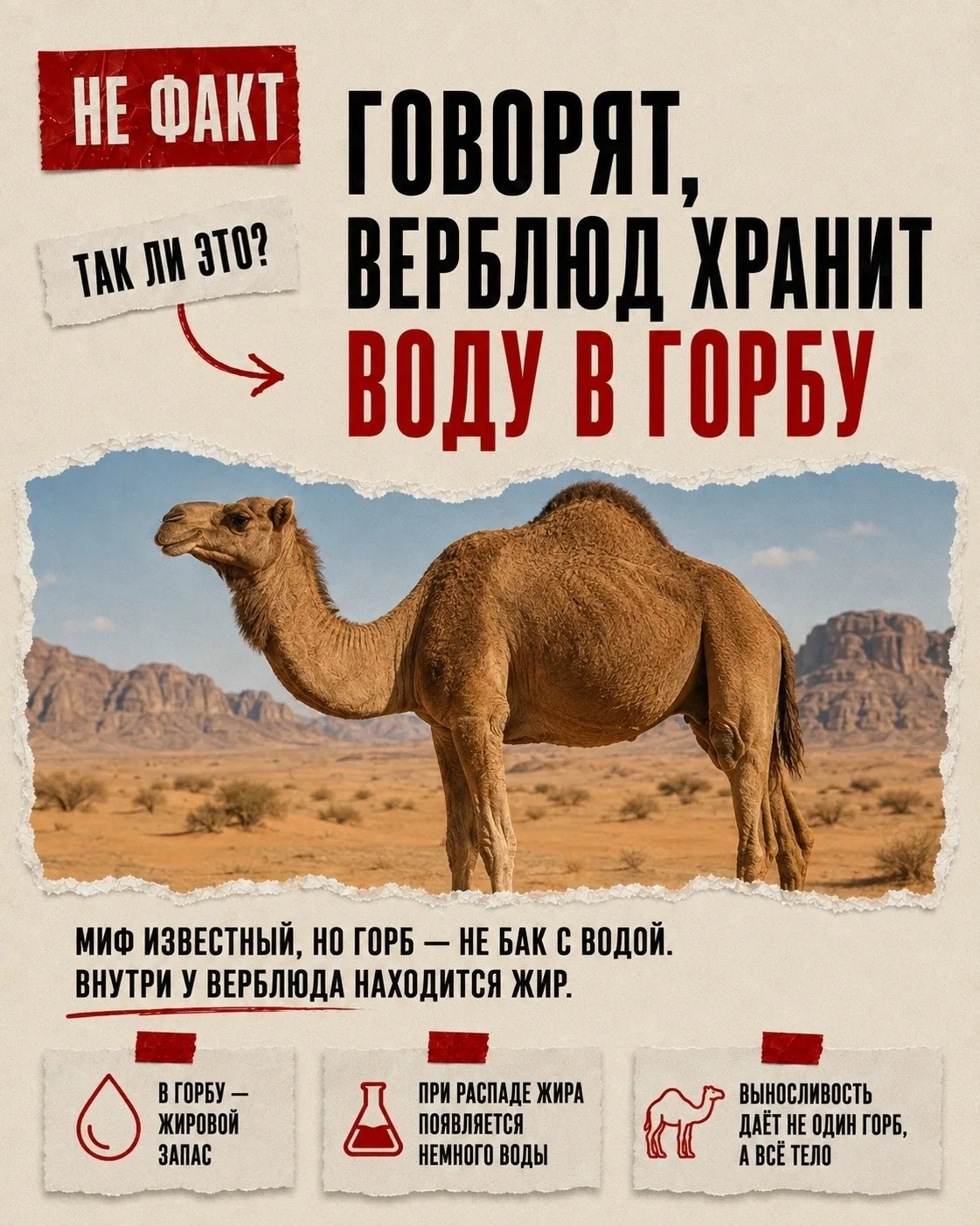 Горб верблюда давно назначили встроенной канистрой.