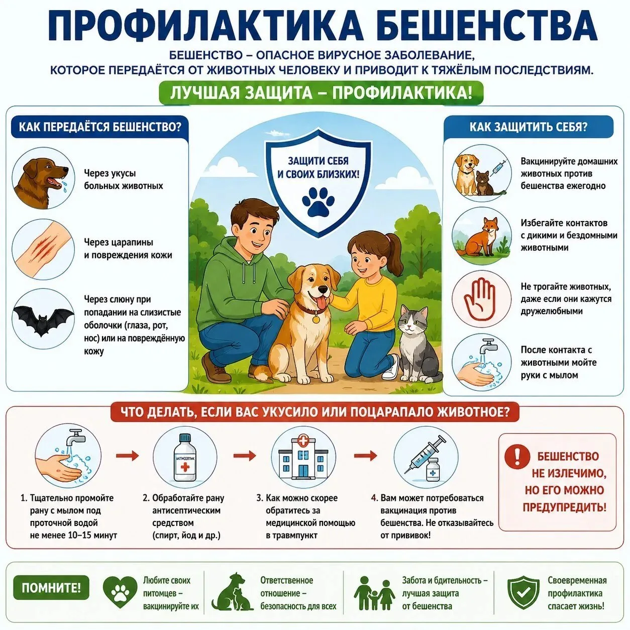 🐾 Профилактика бешенства: защитите себя и своих питомцев