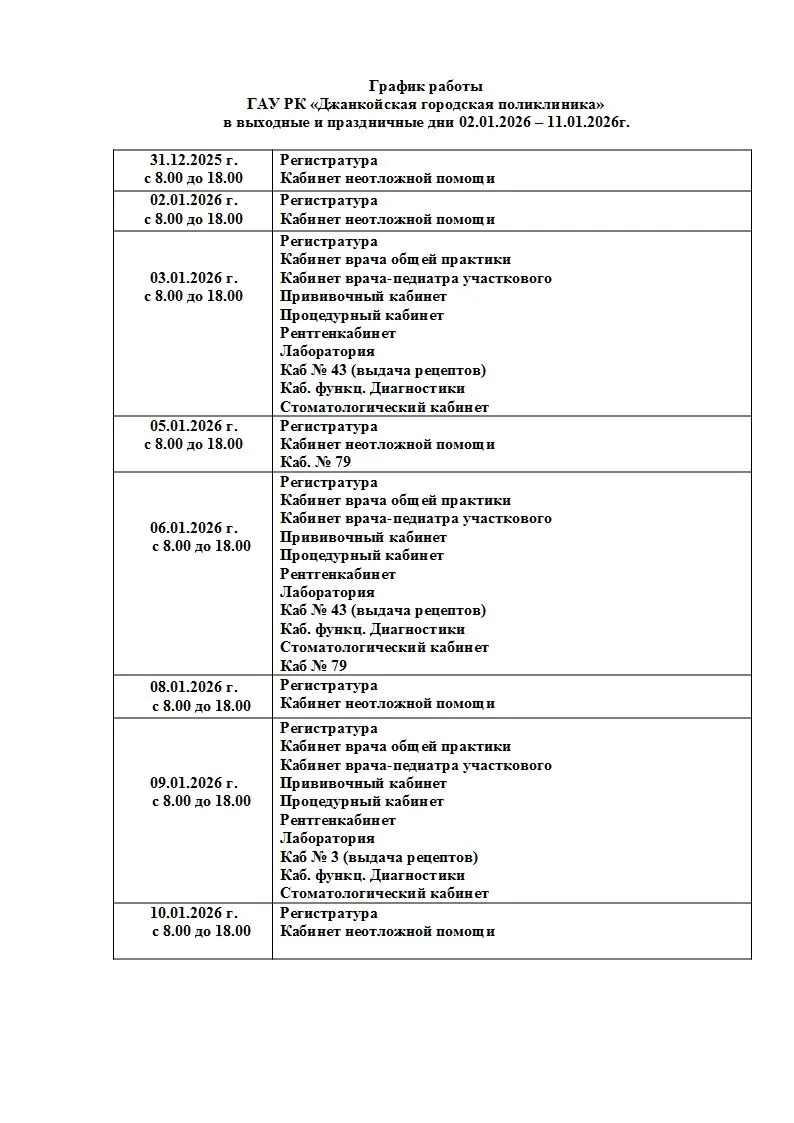 График работы