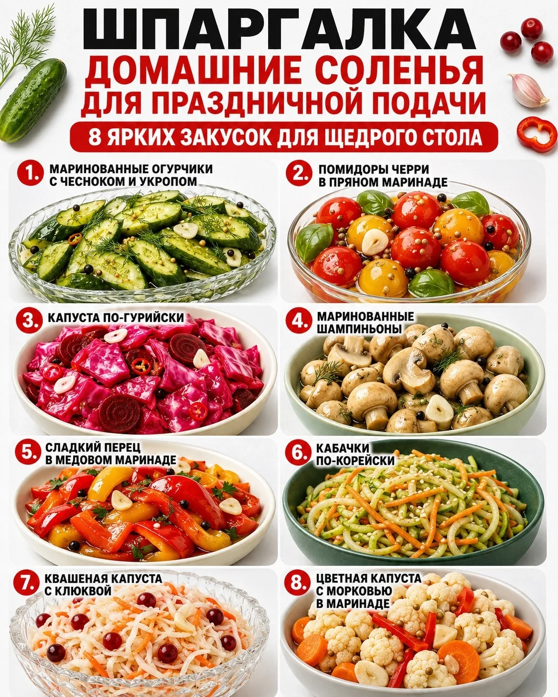 🥒 ШПАРГАЛКА ПО ДОМАШНИМ СОЛЕНЬЯМ
