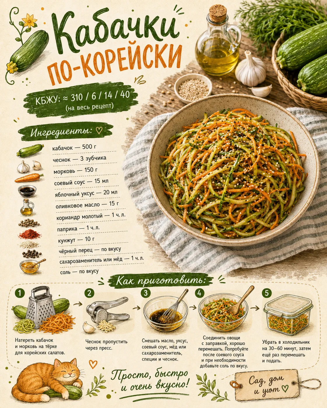 Кабачки по-корейски 🥒

А вот вам вкусный рецепт для утилизации кабачков 🥒

Хрустящие и ароматные. 