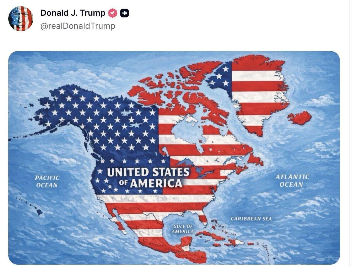 Трамп продолжает набрасывать, что он захватит Канаду и Гренландию и включит их в состав...