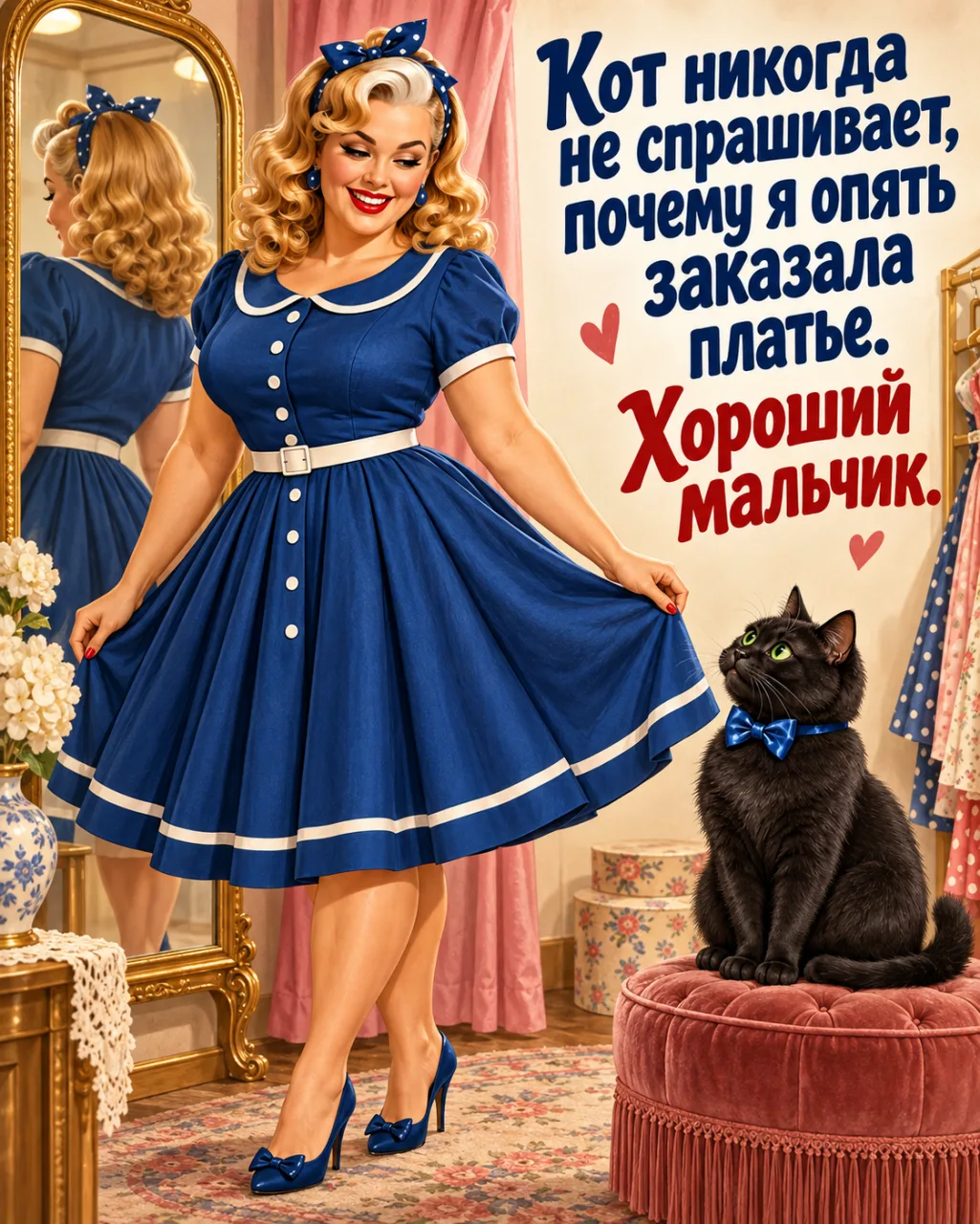 👗 Коту всё равно, сколько стоило платье, лишь бы на нём было удобно лежать.