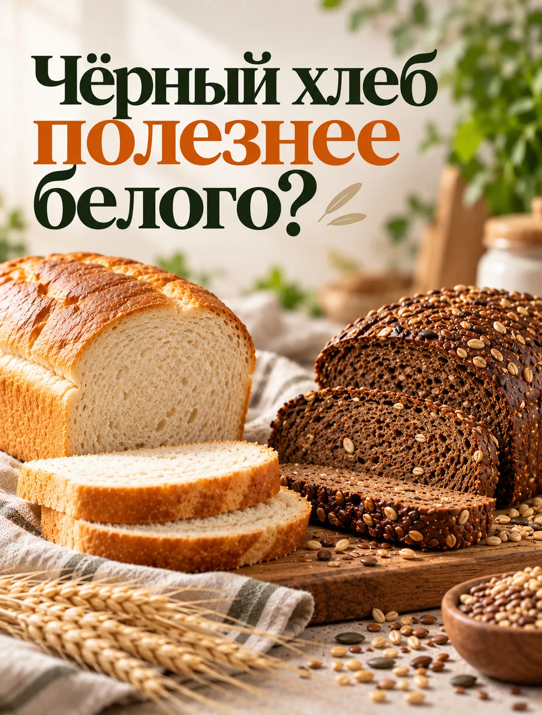 🍞 Чёрный хлеб полезнее белого?