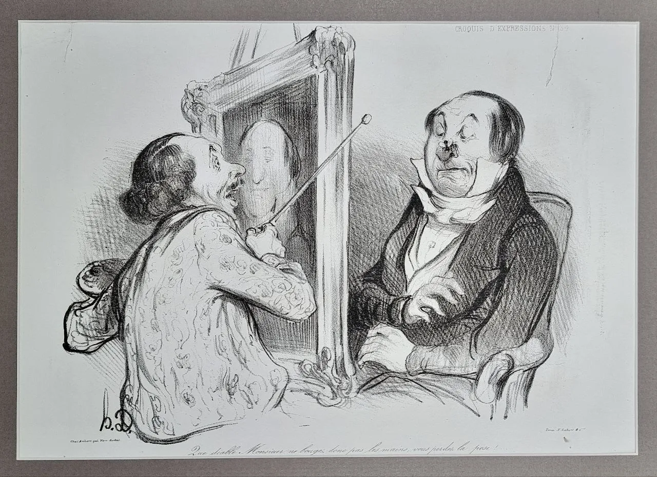 Сатирическая литография Que diable, Monsieur, ne bougez donc pas les mains, vous perdez...