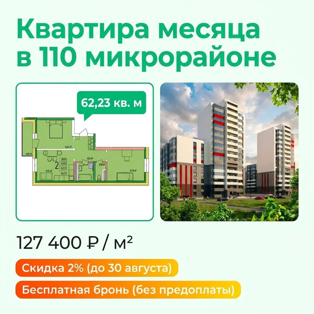 🔥 Снижаем цену на «Квартиру месяца» в ЖК «Журавли»🔥