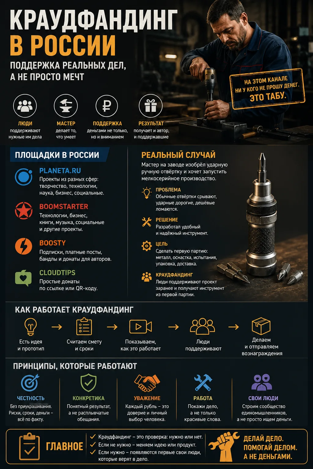 🧰 Краудфандинг по-русски: когда мастер проверяет дело