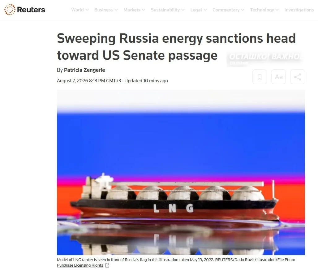 ❗️🇺🇸 «Тарифный удар по покупателям нефти»: сенат США принял закон о вторичных санкция...