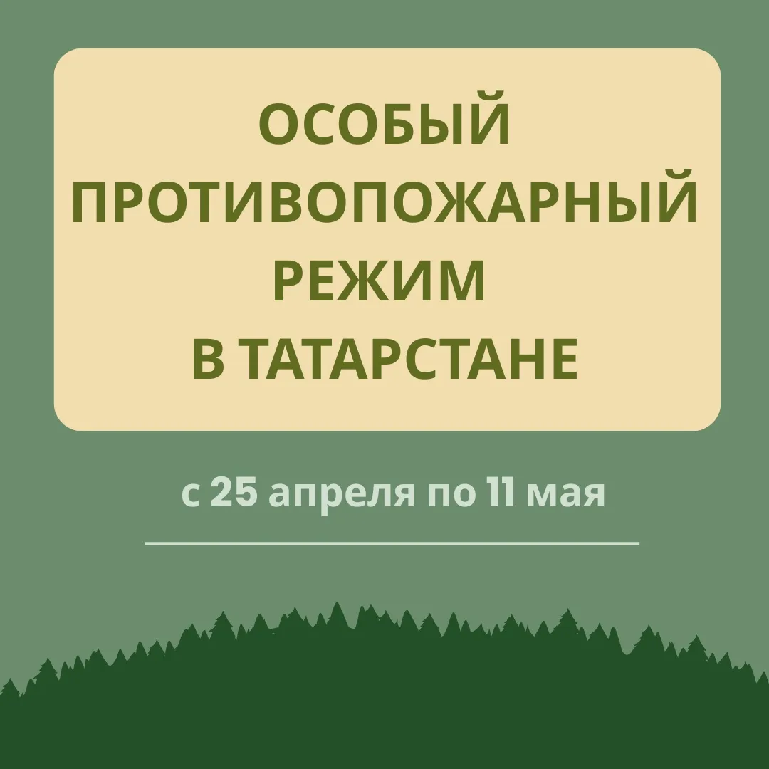 С 25 апреля по 11 мая 2026 года в Республике Татарстан действует особый противопожарный...