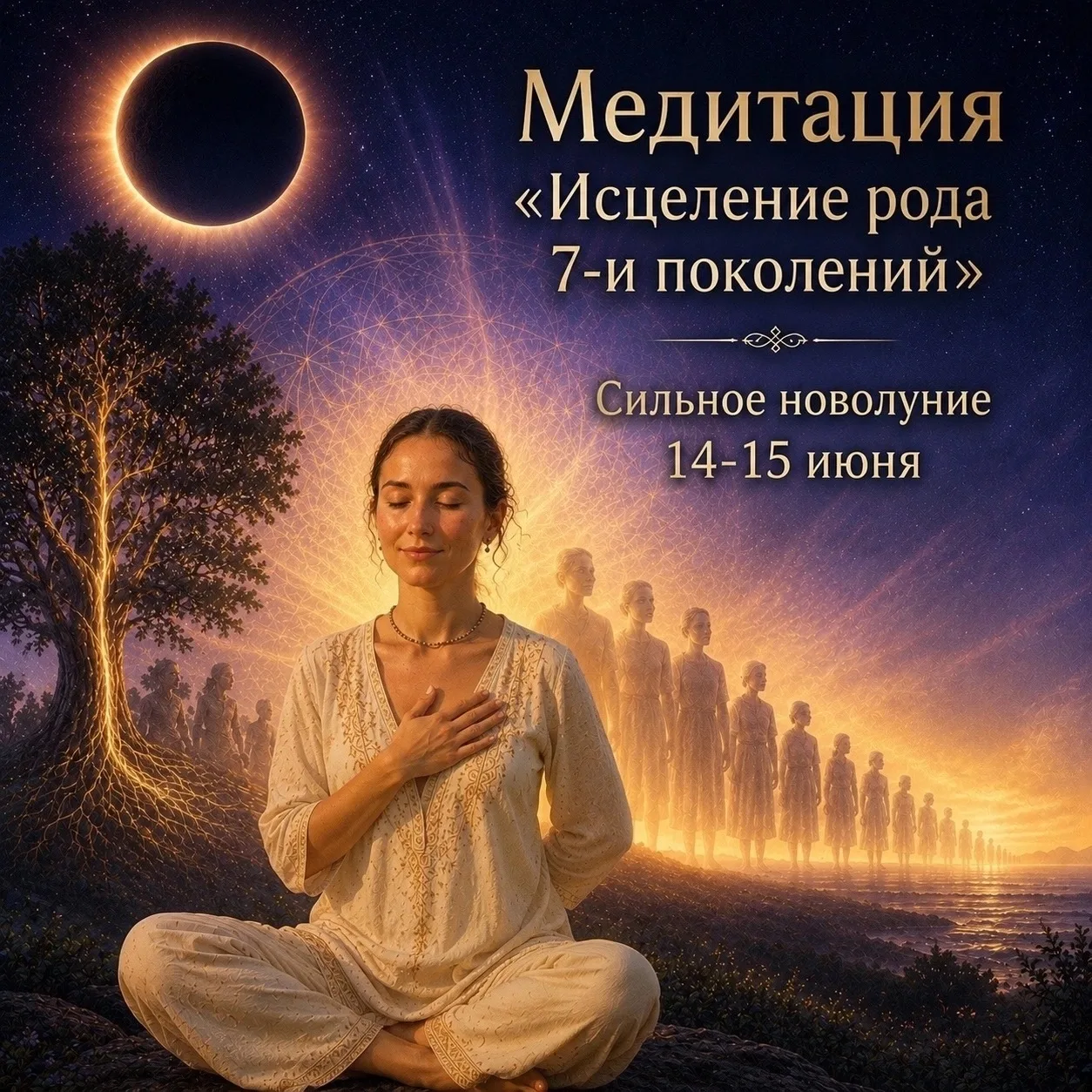 🌑 НОВОЛУНИЕ ДАРША АМАВАСЬЯ: ВРЕМЯ ИСЦЕЛЕНИЯ РОДА

14 июня 2026 года в 09:50 начинается Дарша Амавас