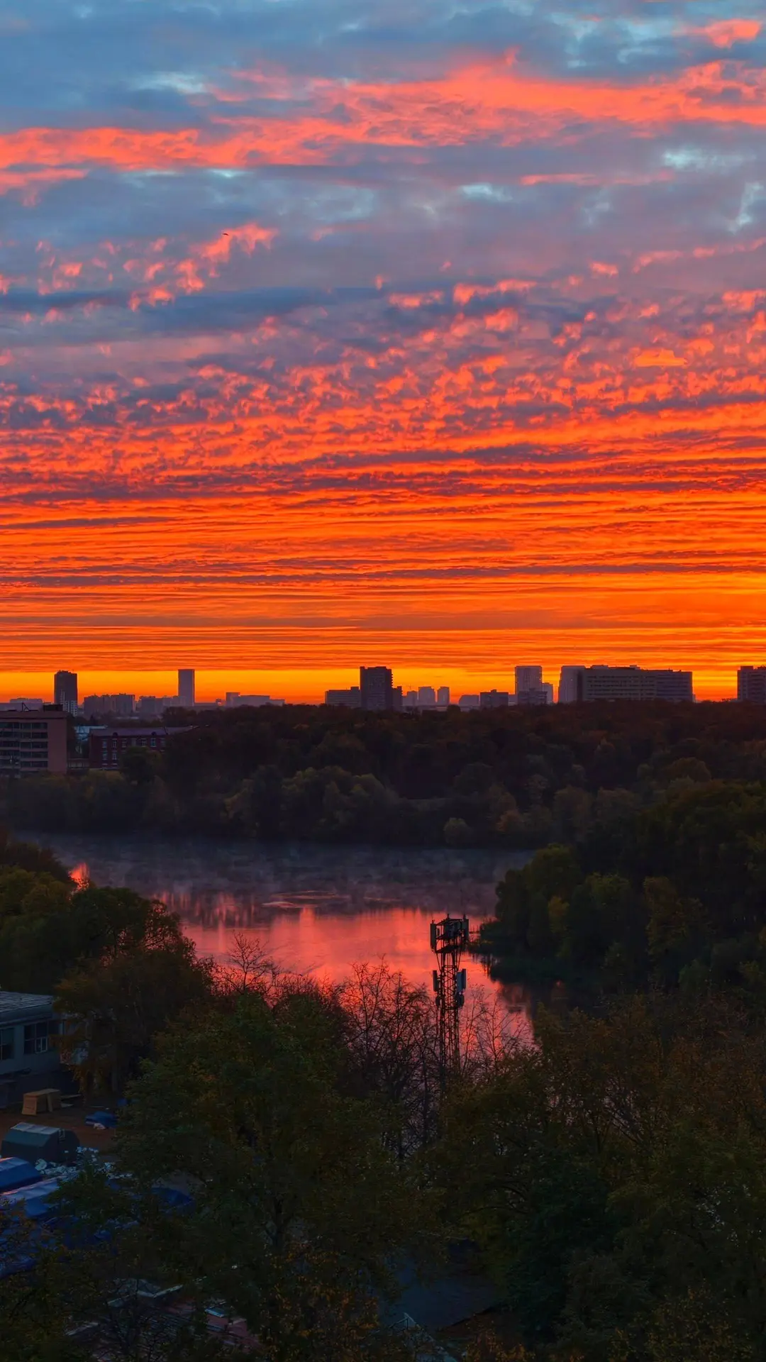 🌅 Сегодняшний огненный рассвет над Москвой.