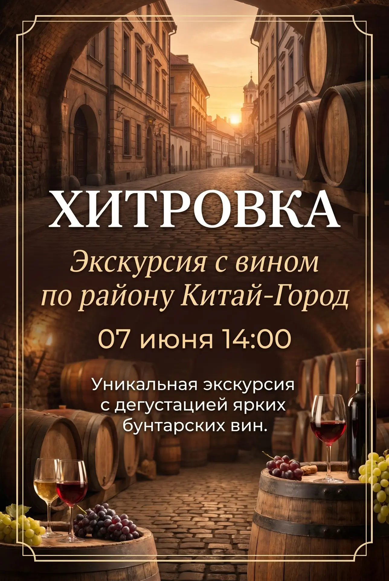Уже в это воскресенье — прогулка с вином по Хитровке 🔝